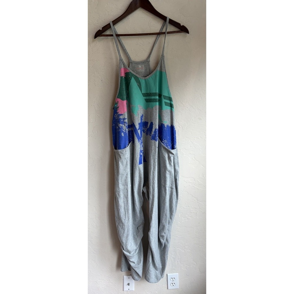 Free People Movement Hot Shot Romper Jumpsuit XS Ski Graphic Print Gray